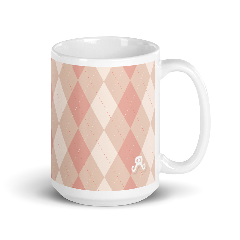 mug argyle - preppy pink