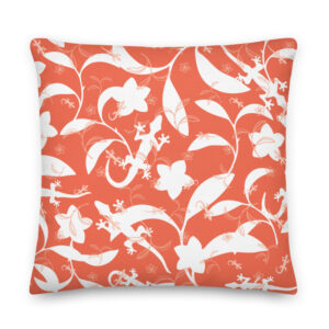 Dark Coral Lizards Pillow 22x22
